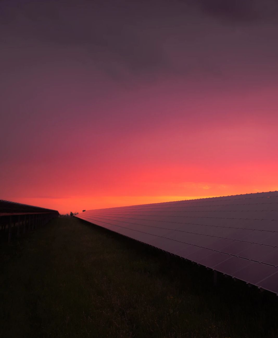 solar panels at sunset